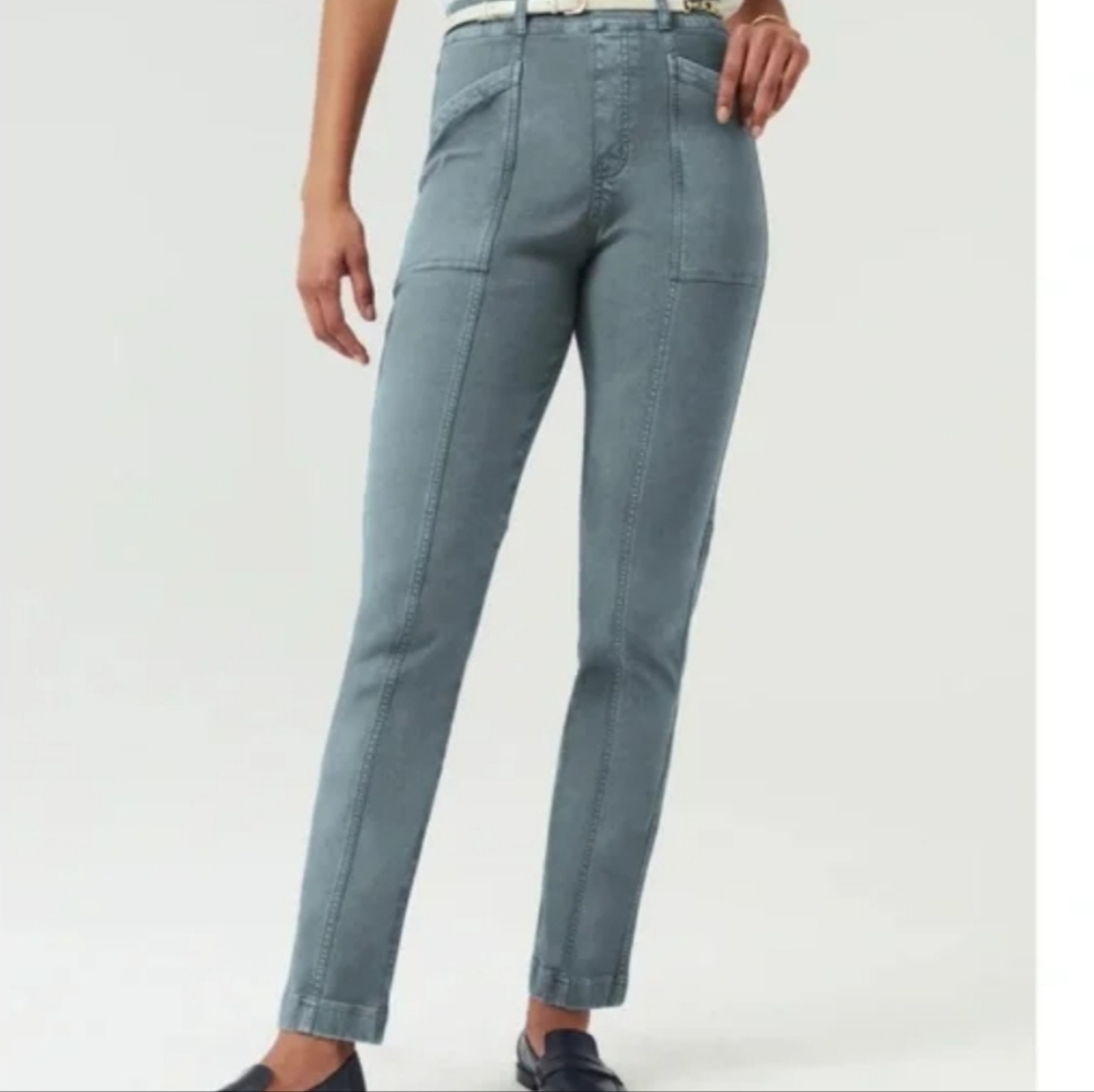 SPANX Stretch Twill Straight Leg Gazy Gray Pants